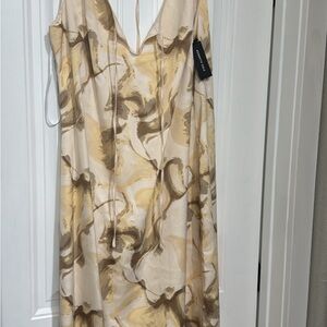 Kenneth Cole Cream and Brown Backless Dress